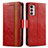 Leather Case Stands Flip Cover Holder S02D for Motorola Moto G42 Red