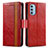 Leather Case Stands Flip Cover Holder S02D for Motorola Moto G51 5G Red