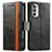 Leather Case Stands Flip Cover Holder S02D for Motorola Moto G52j 5G Black