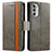 Leather Case Stands Flip Cover Holder S02D for Motorola Moto G52j 5G Gray