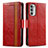 Leather Case Stands Flip Cover Holder S02D for Motorola Moto G52j 5G Red