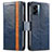 Leather Case Stands Flip Cover Holder S02D for OnePlus Nord N300 5G Blue