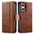 Leather Case Stands Flip Cover Holder S02D for Oppo F21s Pro 4G Brown