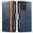 Leather Case Stands Flip Cover Holder S02D for Oppo K9S 5G Blue