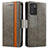 Leather Case Stands Flip Cover Holder S02D for Oppo K9S 5G Gray
