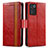 Leather Case Stands Flip Cover Holder S02D for Oppo K9S 5G Red