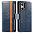 Leather Case Stands Flip Cover Holder S02D for Oppo Reno7 4G Blue