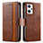 Leather Case Stands Flip Cover Holder S02D for Oppo Reno7 A Brown