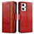 Leather Case Stands Flip Cover Holder S02D for Oppo Reno7 A Red