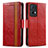 Leather Case Stands Flip Cover Holder S02D for Oppo Reno7 Pro 5G Red