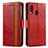 Leather Case Stands Flip Cover Holder S02D for Samsung Galaxy A40 Red