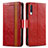 Leather Case Stands Flip Cover Holder S02D for Samsung Galaxy A50 Red