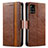 Leather Case Stands Flip Cover Holder S02D for Samsung Galaxy A71 5G Brown
