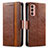 Leather Case Stands Flip Cover Holder S02D for Samsung Galaxy F13 4G Brown