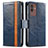 Leather Case Stands Flip Cover Holder S02D for Samsung Galaxy M13 5G Blue