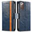 Leather Case Stands Flip Cover Holder S02D for Samsung Galaxy Note 20 5G Blue