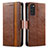 Leather Case Stands Flip Cover Holder S02D for Samsung Galaxy S20 Brown