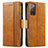 Leather Case Stands Flip Cover Holder S02D for Samsung Galaxy S20 FE (2022) 5G Light Brown