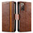 Leather Case Stands Flip Cover Holder S02D for Samsung Galaxy S20 FE 5G Brown