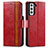 Leather Case Stands Flip Cover Holder S02D for Samsung Galaxy S21 5G Red