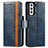 Leather Case Stands Flip Cover Holder S02D for Samsung Galaxy S21 Plus 5G Blue