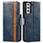 Leather Case Stands Flip Cover Holder S02D for Samsung Galaxy S22 Plus 5G Blue