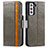 Leather Case Stands Flip Cover Holder S02D for Samsung Galaxy S22 Plus 5G Gray