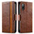 Leather Case Stands Flip Cover Holder S02D for Sony Xperia Ace II Brown