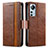 Leather Case Stands Flip Cover Holder S02D for Xiaomi Mi 12 5G Brown