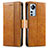 Leather Case Stands Flip Cover Holder S02D for Xiaomi Mi 12 5G Light Brown