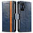 Leather Case Stands Flip Cover Holder S02D for Xiaomi Poco F4 GT 5G Blue