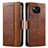 Leather Case Stands Flip Cover Holder S02D for Xiaomi Poco X3 NFC Brown