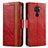 Leather Case Stands Flip Cover Holder S02D for Xiaomi Redmi Note 9 Red
