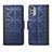 Leather Case Stands Flip Cover Holder S03D for Motorola Moto E32 Blue