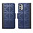 Leather Case Stands Flip Cover Holder S03D for Motorola Moto E32s Blue