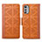 Leather Case Stands Flip Cover Holder S03D for Motorola Moto E32s Brown