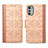 Leather Case Stands Flip Cover Holder S03D for Motorola Moto E32s Light Brown