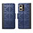 Leather Case Stands Flip Cover Holder S03D for Oppo Reno7 4G Blue