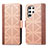 Leather Case Stands Flip Cover Holder S03D for Samsung Galaxy S22 Ultra 5G Light Brown