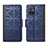 Leather Case Stands Flip Cover Holder S03D for Vivo T1 5G India Blue