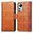 Leather Case Stands Flip Cover Holder S03D for Xiaomi Mi 12 Pro 5G Brown