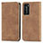 Leather Case Stands Flip Cover Holder S04D for Huawei P40 Brown