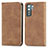 Leather Case Stands Flip Cover Holder S04D for Huawei P40 Lite 5G Brown