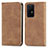 Leather Case Stands Flip Cover Holder S04D for Huawei P40 Pro Brown