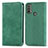 Leather Case Stands Flip Cover Holder S04D for Motorola Moto E20 Green