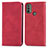 Leather Case Stands Flip Cover Holder S04D for Motorola Moto E30 Red