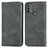 Leather Case Stands Flip Cover Holder S04D for Motorola Moto E40 Gray