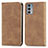 Leather Case Stands Flip Cover Holder S04D for Motorola Moto Edge 20 5G Brown