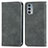 Leather Case Stands Flip Cover Holder S04D for Motorola Moto Edge 20 5G Gray