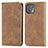 Leather Case Stands Flip Cover Holder S04D for Motorola Moto Edge 20 Lite 5G Brown
